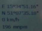 GPS showing posistion N51�07�35.18 - E15�34�51.16.