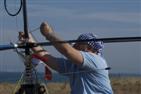 Setting up the antenna.