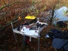 Versatile trolley/wheelbarrow used as operating table, and to move the heavy 140Ah battery