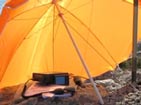 1DX/TA003 shack with mainland in background.