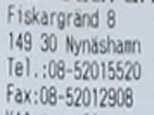 Restaurant receipt from Nynaeshamn in Sweden.