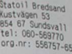 Gasstation Statoil receipt in Sweden.