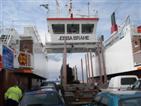 On the ferry.