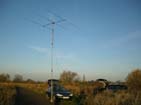 Antenna up - Looking good, Sawley Church in background.