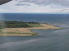 Flying over Ruhnu on approach to the island.