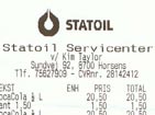 Receipt from patrol station in Horsens, biggest city next to Alro island. Notice date and time.