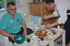 Dinner Saturday at base at Avernak island...