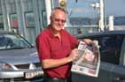 On the Ferry - Karsten prooving the date via a News Paper (Berlingske): 01-06-2013