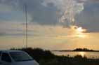 Bi-Square in sunset with Skal� in background, behind Skal� (Skaloe island) is R�g� (Raagoe island)...